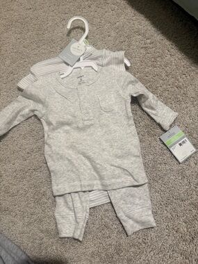 Carter's Light Heather Gray Baby Henley Top and Pants Set